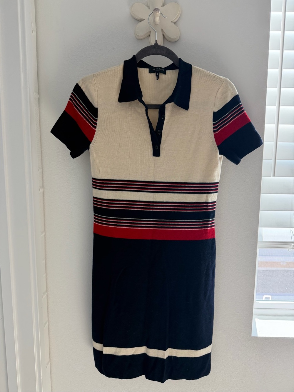 Rag & Bone Navy, Cream & Red Striped Knit Dress